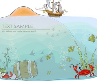 Kartun Tema Tropis Latar Belakang Vektor