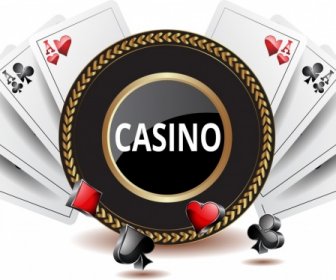 Glänzende 3d Casino Hintergrunddekoration Karten Symbole