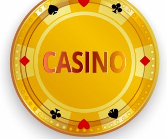 Casino Dorado Brillante Icono Fondo Plato De Plantilla