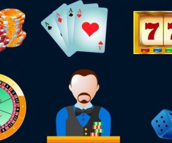 Elementos De Diseño De Casino 3d Colorido Diseño Varios Símbolos
