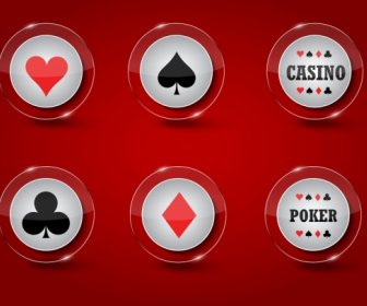 Casino Design Elemente Glänzend Transparenter Kreis-Ikonen