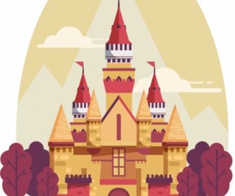城堡繪畫色彩繽紛的經典設計