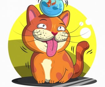 Katze Tier Ikone Lustige Karikatur Figur Handgezeichnete Skizze