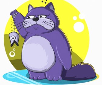 고양이 동물 아이콘 이상한 만화 캐릭터 스케치