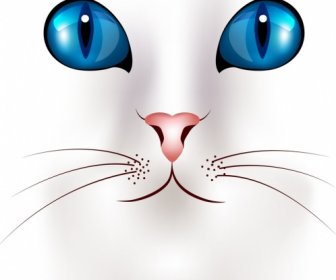 cat face portrait closeup design blue eyes