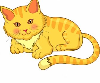 Cat Icon Colored Cartoon Character Design