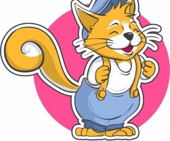 милый кот значок стилизованные мультипликационный персонаж