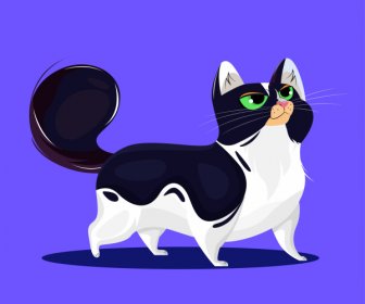 Ikon Kucing Berjalan Gerakan Sketsa Desain Karakter Kartun
