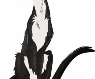 cat painting black white fur handdrawn outline