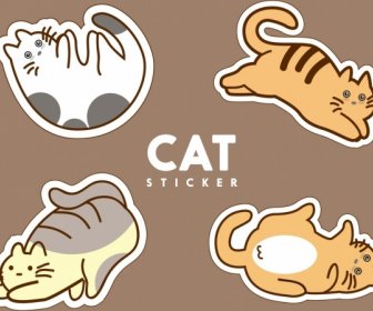 Cat Stickers Collection Various Gestures Isolation