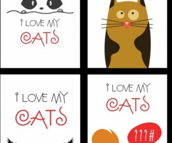 Kucing Banner Ikon Lucu Dekorasi Kartun Desain