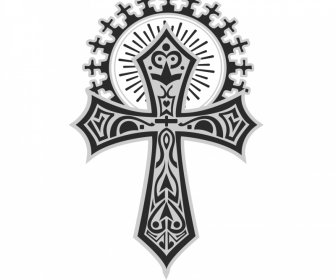 celtic holy cross sign icon black white flat retro symmetric decor