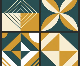 Ceramic Tile Pattern Templates Flat Abstract Symmetric Decor