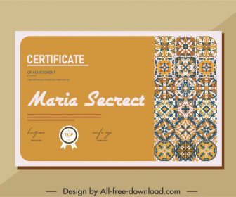 Certificate Template Abstract Floral Pattern Decor