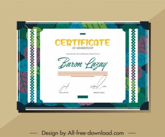 Certificate Template Colorful Flat Classical Leaves Decor