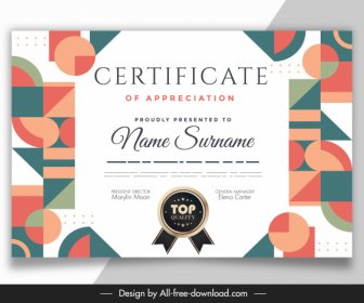 Certificate Template Colorful Flat Geometrical Elements Decor