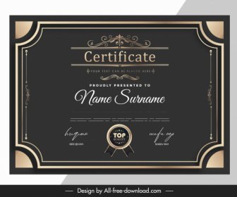 Certificate Template Dark Elegance Symmetric Decor