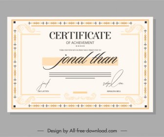 шаблон сертификата Eleagnt классический плоский симметричный декор
