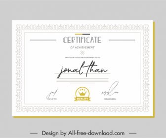 Certificate Template Elegant Bright Plain Symmetric Border Decor