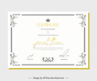 Certificate Template Elegant Vintage Symmetrical Border Decor