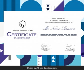 Certificate Template Modern Flat Geometric Background Decor