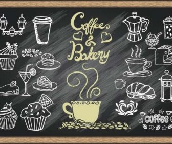 Chalked Bakery With Coffee Design Vector
