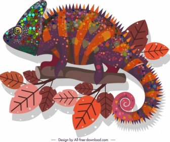 Chameleon Icon Dark Colorful Bristle Decor