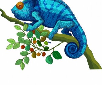 Chameleon Pintura Colorida Design Clássico