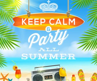 매력적인 여름 파티 포스터 템플릿 벡터