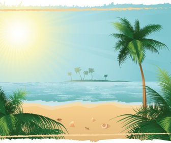 Charmante Sonne Strand Design Vektor-Hintergrund