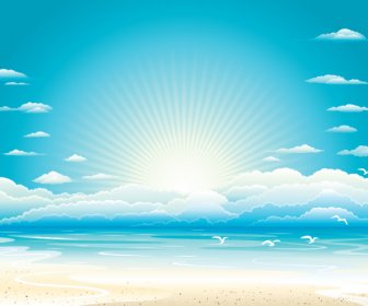 Charming Sun Beach Design Vector Background