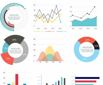Chart Infographic Design Elements Multicolored Flat Shapes