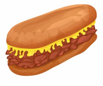 cheese steak icon classical outline