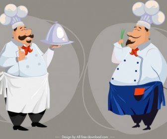 Chef Icons Funny Cartoon Characters Design