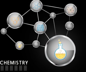 Química Fundo Círculo Conexão Decoração Molécula ícones