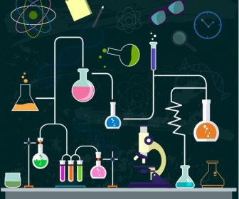 Chemistry Background Experiment Process Decor Lab Tool Icons