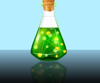 ออกแบบเคมีพื้นหลังแล็บโถไอคอนหลายสีสะท้อนแสง