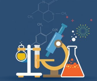 Chemistry Background Lab Tools Icons Molecule Formulas Ornament