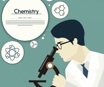 Chemistry Background Scientist Icon Atoms Molecules Decoration