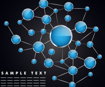 Химия фон блестящий синий круг связи атома значки