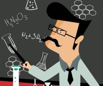 Chemie-Klasse Hintergrund Labor Lehrer Ikonen Cartoon-Design