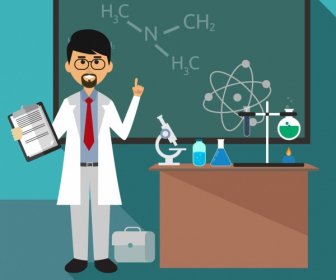 Kimia Guru Kelas Latar Belakang Alat Ikon Papan Tulis