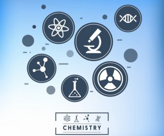 ícones De Círculo Plana De Elementos De Projeto Química