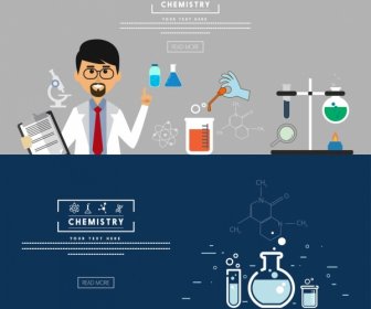 Kimia Penelitian Banner Halaman Web Desain Laboratorium Simbol Ikon