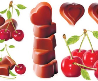 Cherry And Chocolate Design Vector