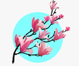 桜の植物相を描く古典的な枝の装飾
