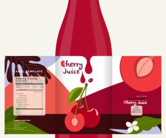 Cherry Juice Bottle Template Classic Red Decor