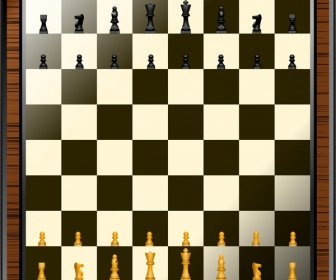 Chessboard And Pieces Vector Illustration On Flat Style