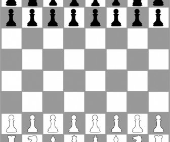 Schachbrett-realistische Vektor-Illustration In Schwarz / Weiß
