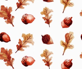 Chestnut Leaf Background Brown Repeating Icons